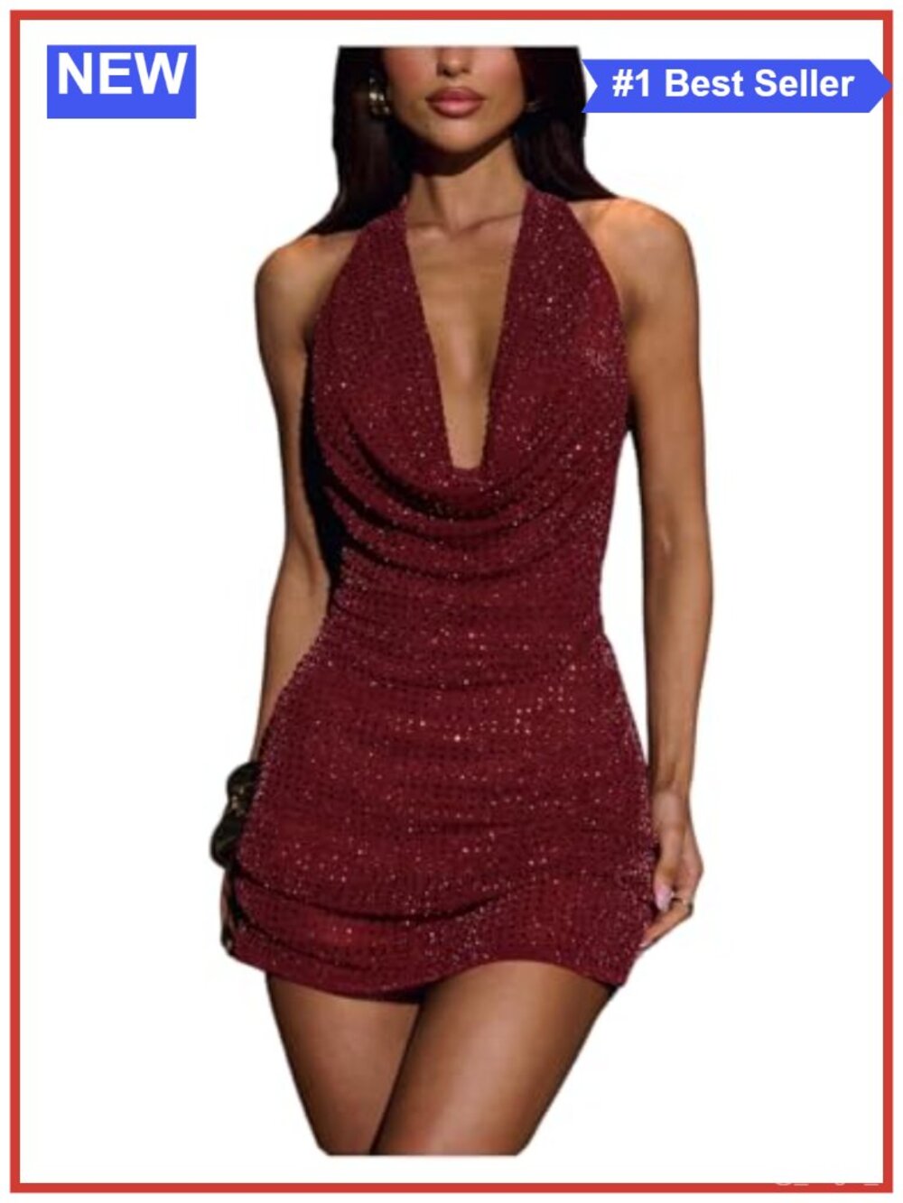 Sequin Sparkly Cocktail Party Mini Dress Bodycon Tie Backless Halter